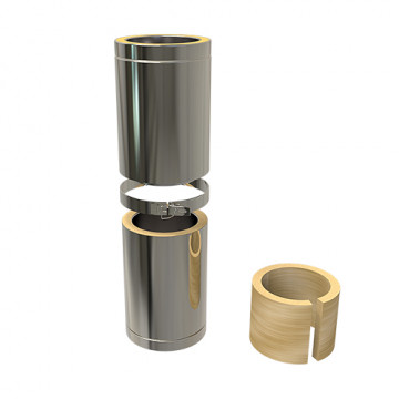 Paspijp Ø150 mm 350 tot 500 mm voor rookkanaal dubbelwandig RVS-304