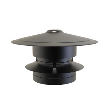 Trekkap Ø150 mm antivalwind voor rookkanaal dubbelwandig RVS-304 zwart gecoat