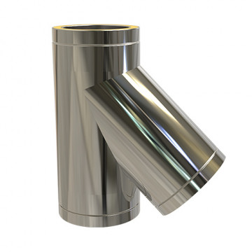 T-stuk Ø150 mm 135° voor rookkanaal dubbelwandig RVS-304