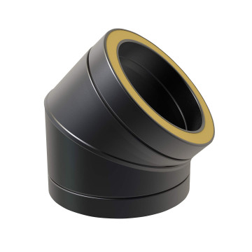 Bocht Ø250 mm 45° voor rookkanaal dubbelwandig RVS-304 zwart gecoat
