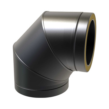 Bocht Ø250 mm 90° voor rookkanaal dubbelwandig RVS-304 zwart gecoat