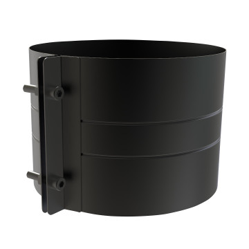 Brede klemband Ø250 mm voor rookkanaal dubbelwandig RVS-304 zwart gecoat