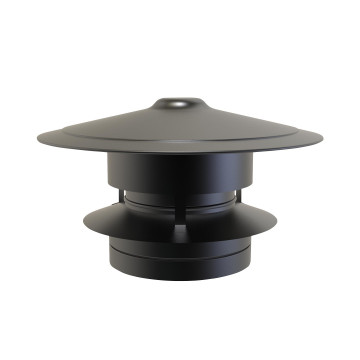 Trekkap Ø250 mm antivalwind voor rookkanaal dubbelwandig RVS-304 zwart gecoat