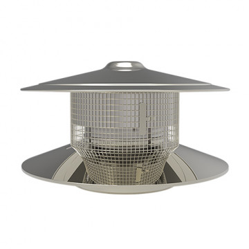 Trekkap Ø250 mm met gaas voor rookkanaal dubbelwandig RVS-304