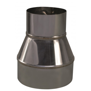 Verloopstuk enkelwandig 124 mm uitw. - 100 mm voor rookkanaal RVS-304