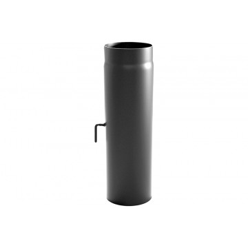 Pijp Ø130 mm 500 mm + klep voor rookkanaal enkelwandig staal zwart