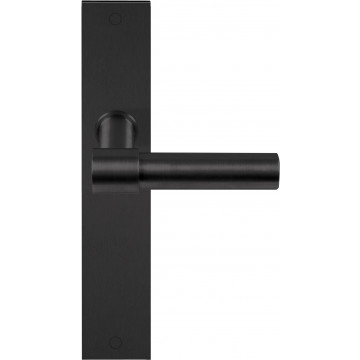 Deurkruk paar Piet Boon ONE PBL20P236SFC massief ongeveerd op schild blind PVD mat zwart RVS-304