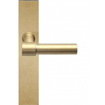 Deurkruk paar Piet Boon ONE PBL20P236SFC massief ongeveerd op schild blind PVD mat goud RVS-304
