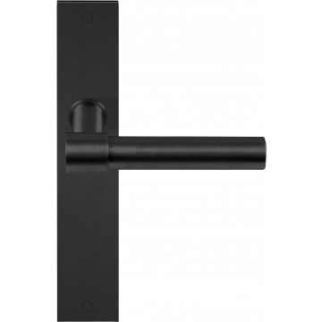 Deurkruk paar Piet Boon ONE PBL20XLP236SFC massief ongeveerd op schild blind PVD mat zwart RVS-304