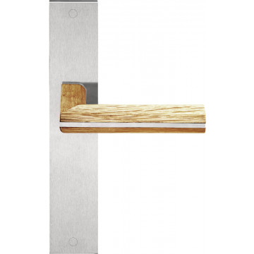 Deurkruk paar Piet Boon TWO PBL22P236SFC massief ongeveerd op schild blind mat RVS/eikenhout