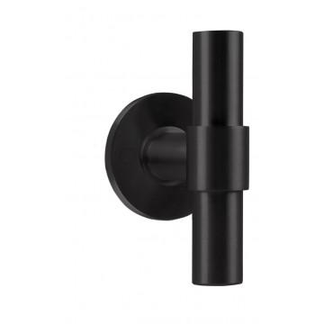 Voordeurknop Piet Boon ONE PBT100V massief voordeurknop vast op rozet PVD mat zwart RVS-304