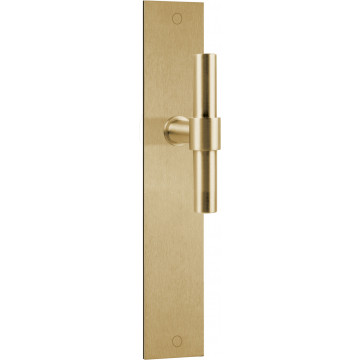 Deurkruk paar Piet Boon ONE PBT15P236SFC massief ongeveerd op schild blind PVD mat goud RVS-304