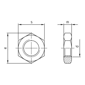 Zeskantmoer laag M24 DIN 936 RVS A4 SW36 (25 stuks)