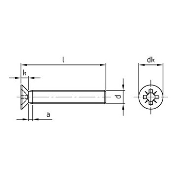 Verzonken schroef M5 x 6 mm DIN 965 RVS A2-70 PZ2 (500 stuks)
