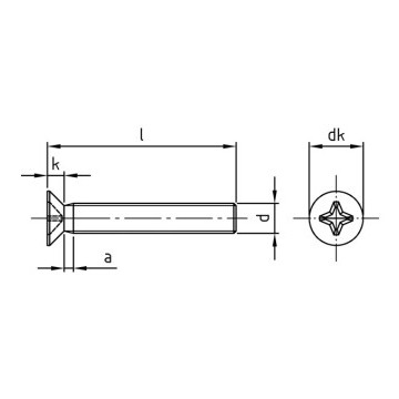 Verzonken schroef M8 x 20 mm DIN 965 RVS A4-70 PH4 (200 stuks)