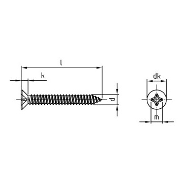 Vezonken plaatschroef C 3,5 x 70 mm DIN 7982 RVS A2 PH2 (500 stuks)