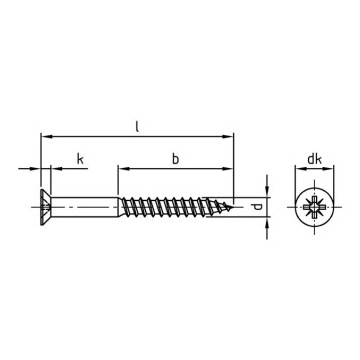 Houtschroef verzonken Pozidriv 4,5 x 60 mm DIN 7997 RVS A2-50 PZ2 (200 stuks)