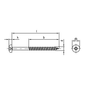 Houtbouwschroef rondkop 4,0 x 60/36 mm Art. 9045 RVS A4-50 TX20 (200 stuks)
