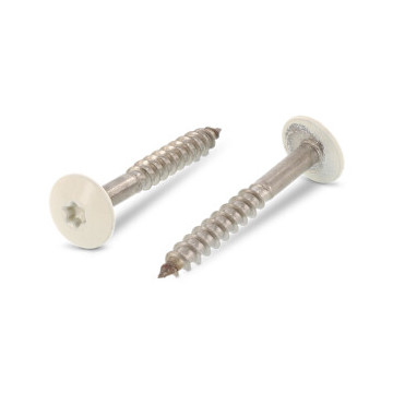 Trespo houtschroef plat-ronde kop 5,5 x 32 mm RAL 1013 Art. 9086 RVS A2-50 TX20 (100 stuks)