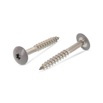 Trespo houtschroef plat-ronde kop 4,8 x 25 mm RAL 7037 Art. 9086 RVS A2-50 TX20 (100 stuks)