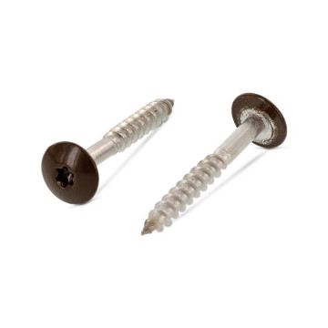 Trespo houtschroef plat-ronde kop 4,8 x 25 mm RAL 8014 Art. 9086 RVS A2-50 TX20 (100 stuks)