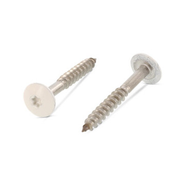 Trespo houtschroef plat-ronde kop 4,8 x 32 mm RAL 9001 Art. 9086 RVS A2-50 TX20 (100 stuks)