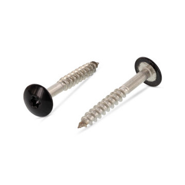 Trespo houtschroef plat-ronde kop 4,8 x 32 mm RAL 9005 Art. 9086 RVS A2-50 TX20 (100 stuks)
