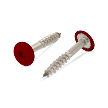 Trespo houtschroef plat-ronde kop 5,5 x 32 mm RAL 3009 Art. 9086 RVS A4-50 TX20 (100 stuks)