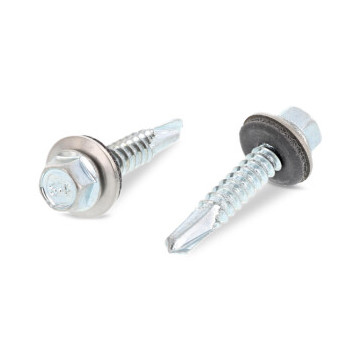 Boorschroef zeskant 5,5 x 30 afdichtring 14 mm Art. 9604 RVS A2 SW8 (500 stuks)