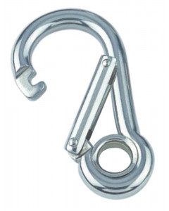 Karabijnhaak 8x80 mm grote opening en oog RVS-316