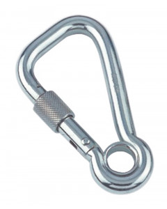 Karabijnhaak asymmetrisch met borgmoer en oog 8 x 80 mm RVS-316