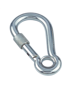 Karabijnhaak met borgmoer en oog 8x80mm RVS-316